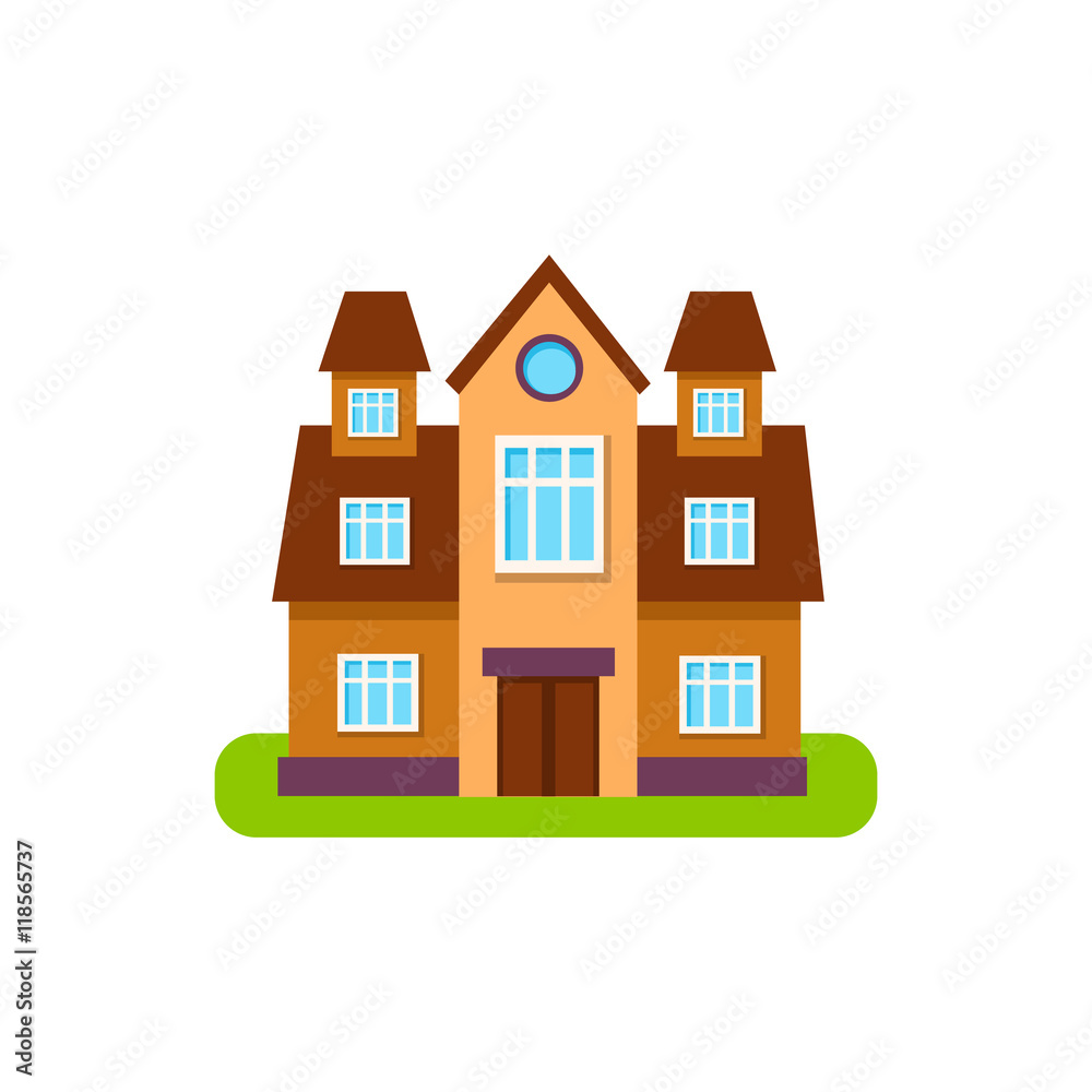 Simmetrical Suburban House Exterior Design With Towers Simmetrical Suburban House Exterior Design With Towers