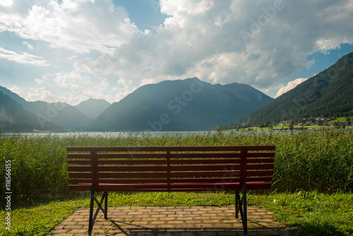 View of the nice Achensee in the Tyrolean alps