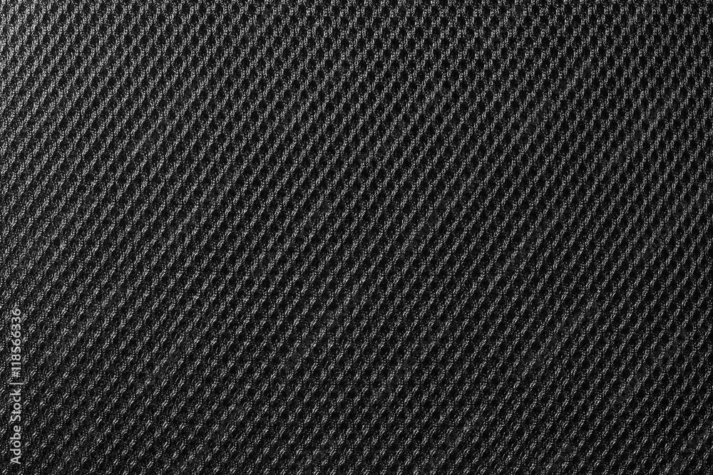 Black fishnet cloth material as a texture background. Nylon texture pattern or nylon background for design with copy space for text or image.