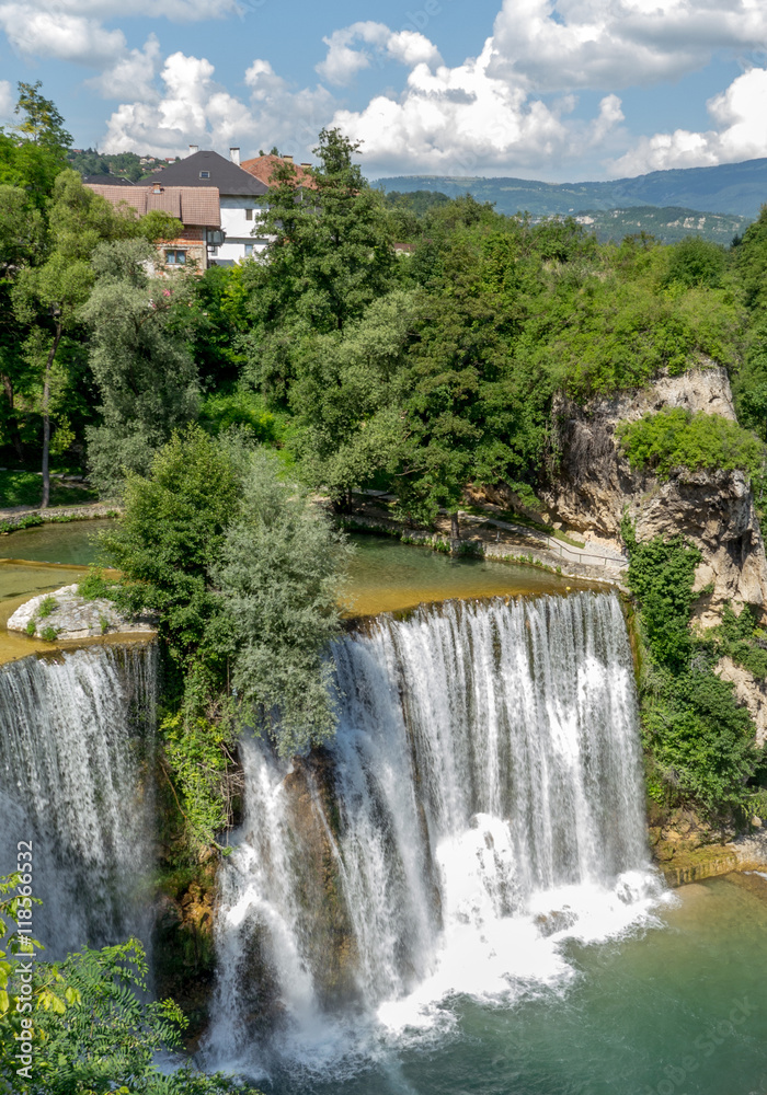 Waterfalls in city Jajce, Bosnia and Herzegovina