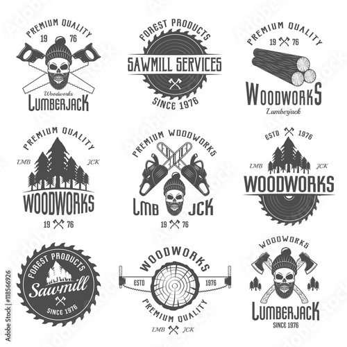 Lumberjack Black White Emblems