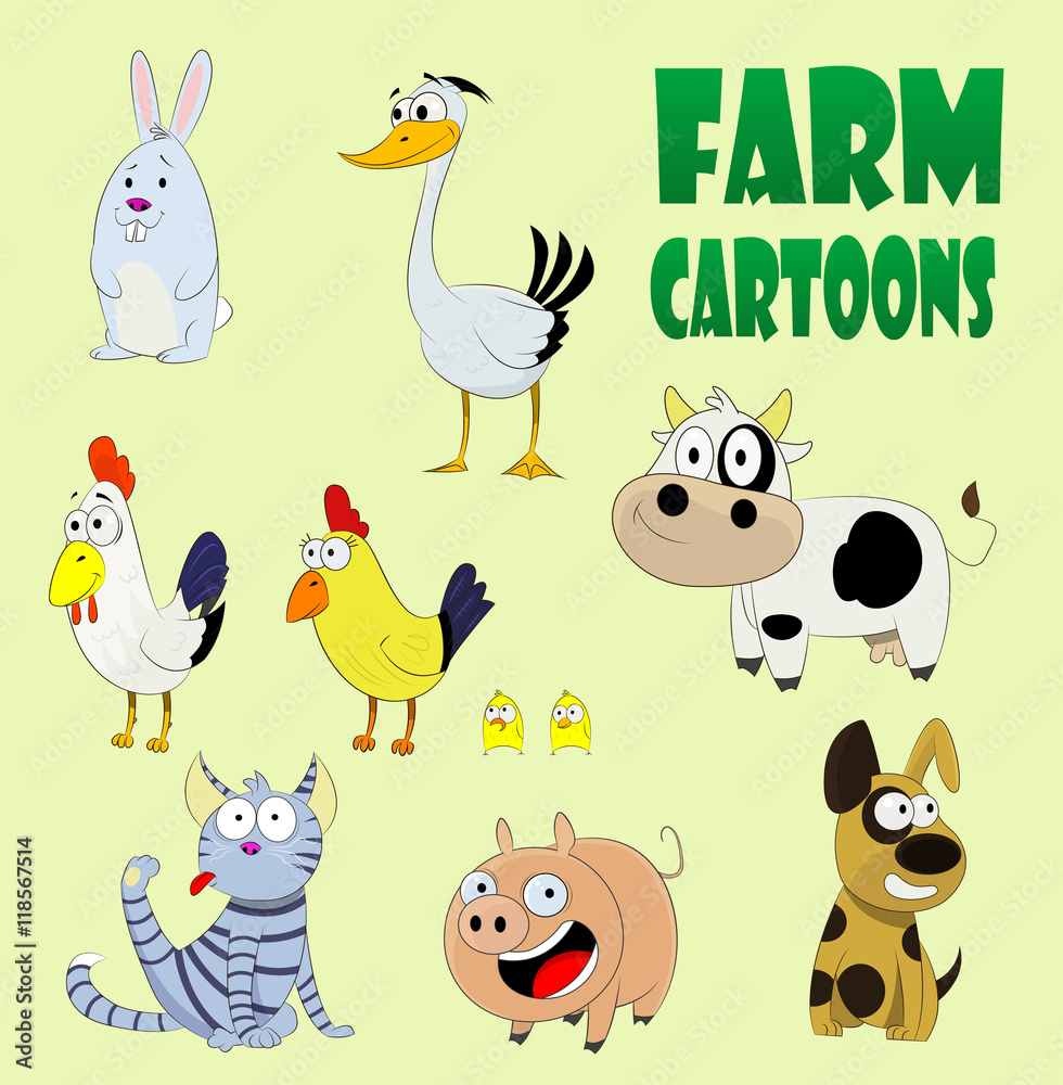Naklejka premium set of cute farm animals