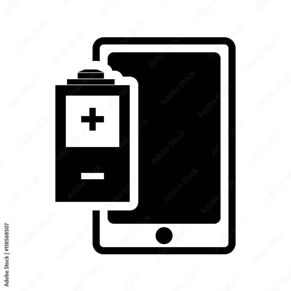 battery smartphone power technology gadget icon. Flat and Isolated design. Vector illustration battery smartphone power technology gadget icon. Flat and Isolated design. Vector illustration