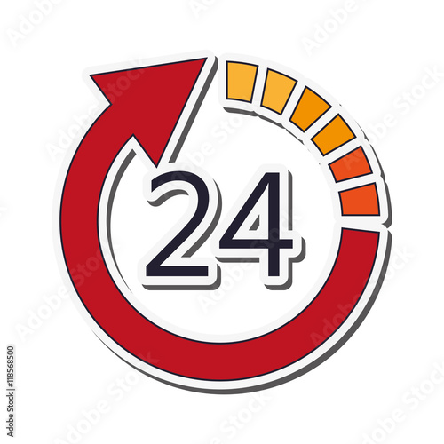 flat design 24 hour arrow icon vector illustration