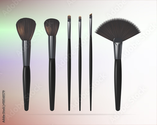Set of Realistic Make Up Brushes. Vector illustration