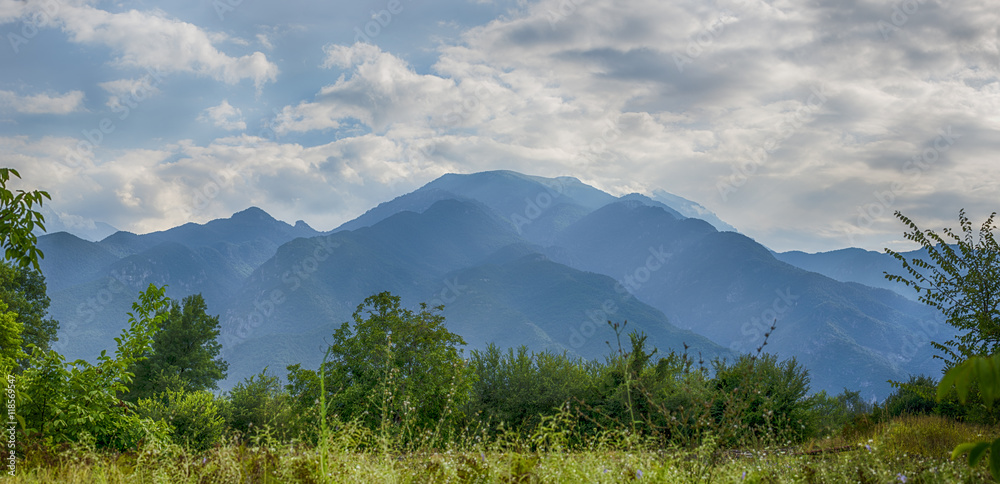 Mount Olympus and Dion, Greece.
View of Mount Olympus and Ancient ruins of City of Dion, Macedonia, Greece.
