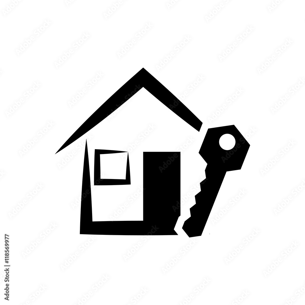 home house key silhouette real estate icon. Flat and Isolated design. Vector illustration home house key silhouette real estate icon. Flat and Isolated design. Vector illustration