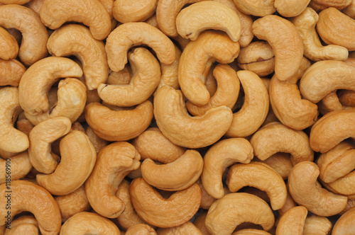 Close-up and detail of cashew seeds background © mrdoggs