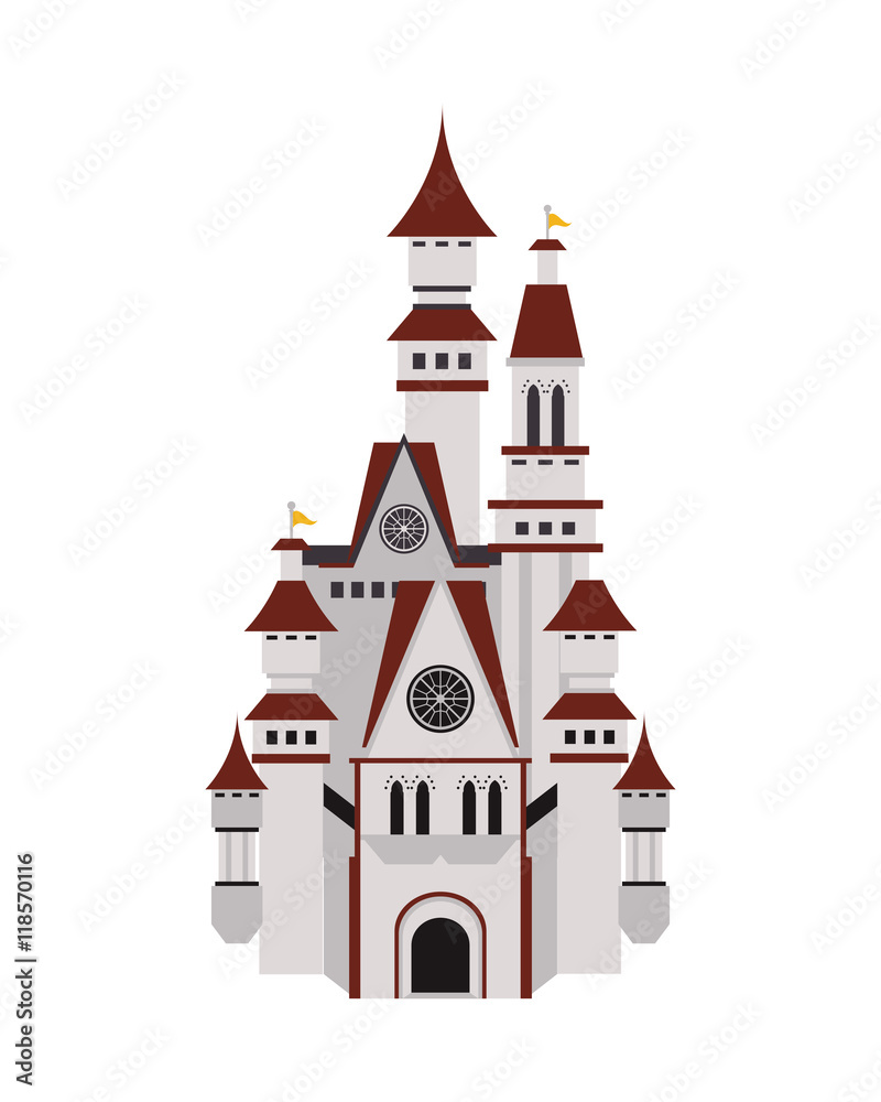 flat design large castle icon vector illustration