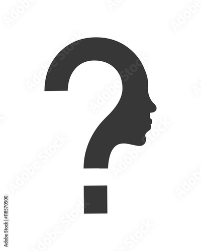 flat design question mark and face profile silhouette icon vector illustration