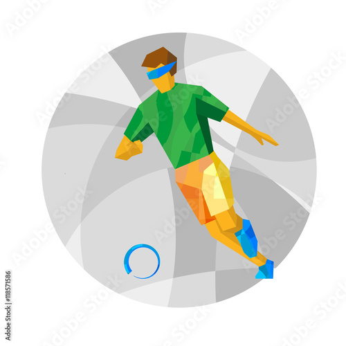 Physically disabled blind football player with abstract patterns. Football 5-a-side flat vector sign. 