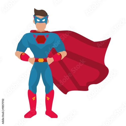 superhero costume avatar superman hero cartoon anime male icon. Flat and Isolated illustration. Vector illustration