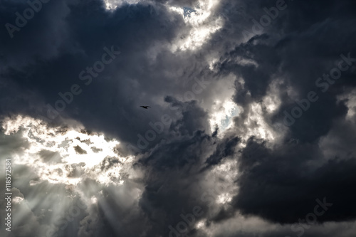 Background of dark clouds before a storm. photo