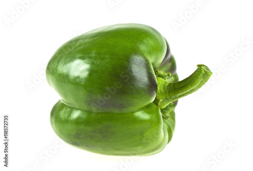 Green bell pepper or sweet pepper isolated on white background