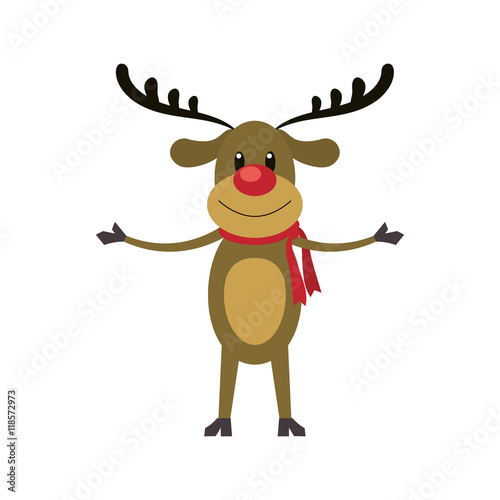 reindeer deer cartoon merry chistmas celebration icon. Flat and Isolated illustration. Vector illustration