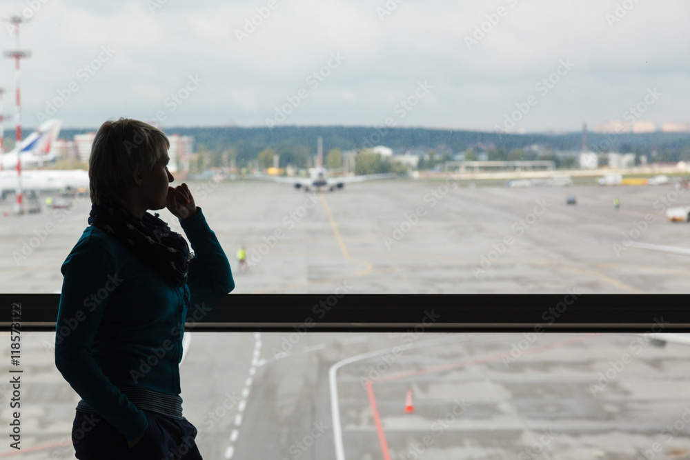 beautiful young woman at the airport