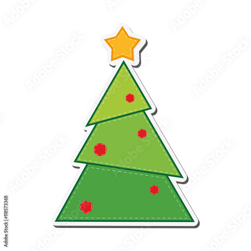pine tree merry chistmas celebration icon. Flat and Isolated illustration. Vector illustration