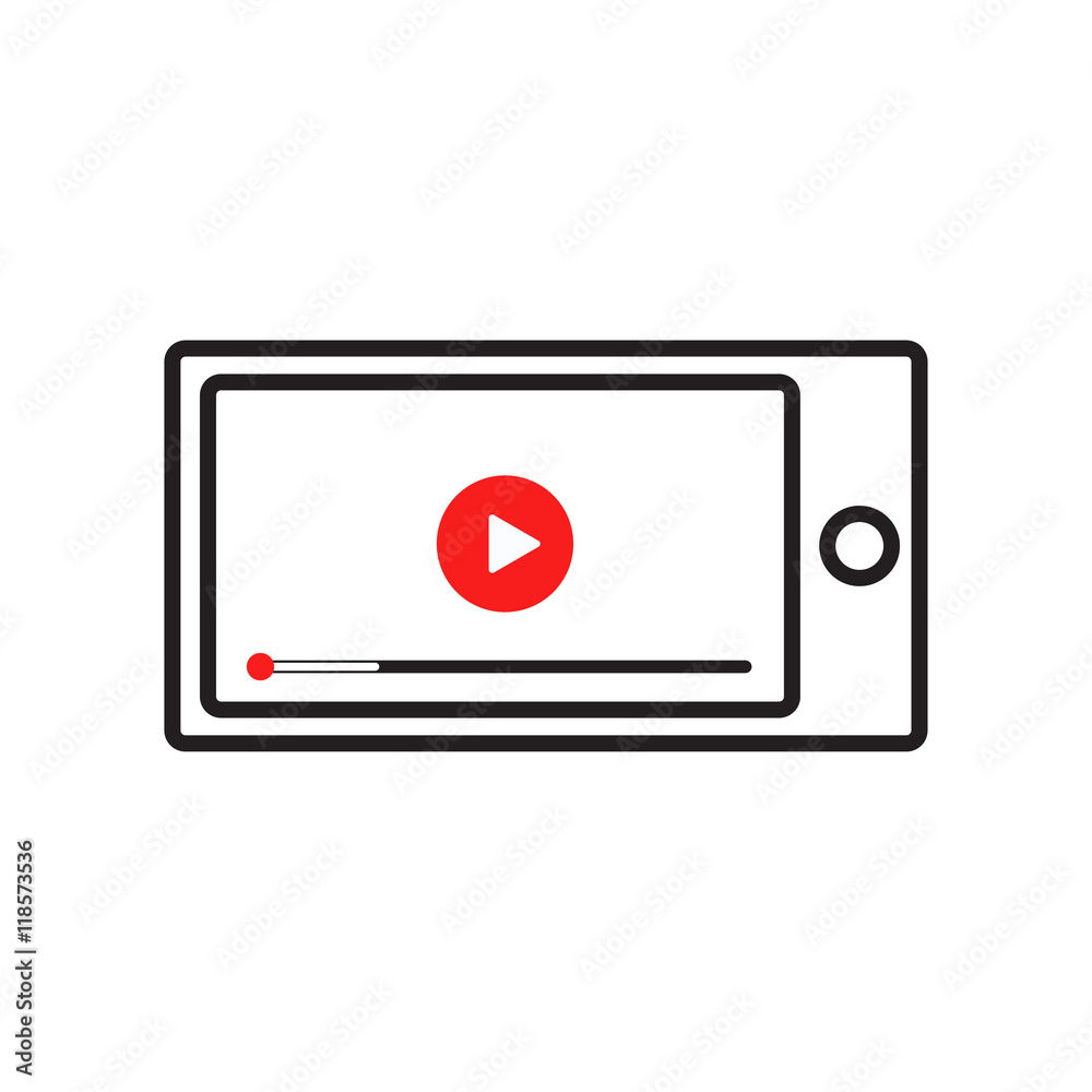 Smart phone with video player on the screen. Smart phone with video player on the screen.