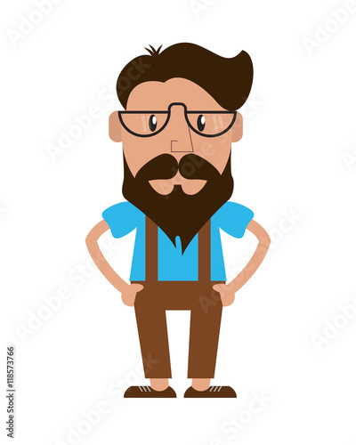 hipster style man mustache glasses male cartoon vintage icon. Flat and Isolated design. Vector illustration