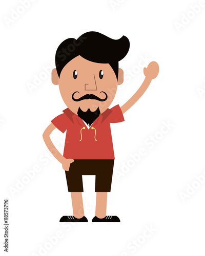 hipster style man mustache male cartoon vintage icon. Flat and Isolated design. Vector illustration