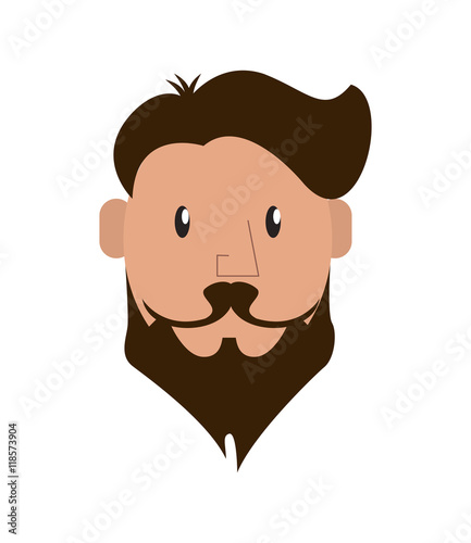 hipster style man mustache male cartoon vintage icon. Flat and Isolated design. Vector illustration