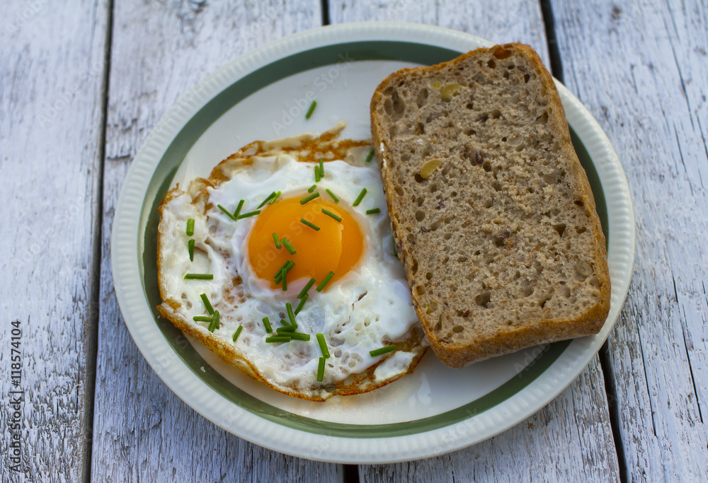 Fried egg with bread Fried egg with bread