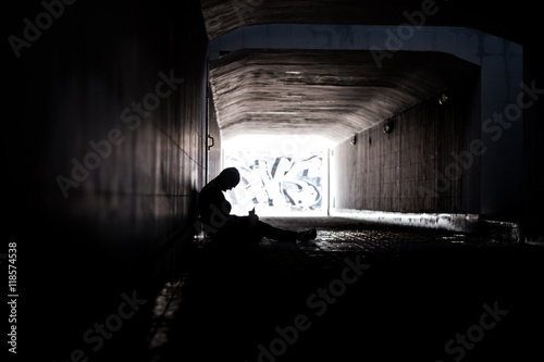 Homeless young man photo