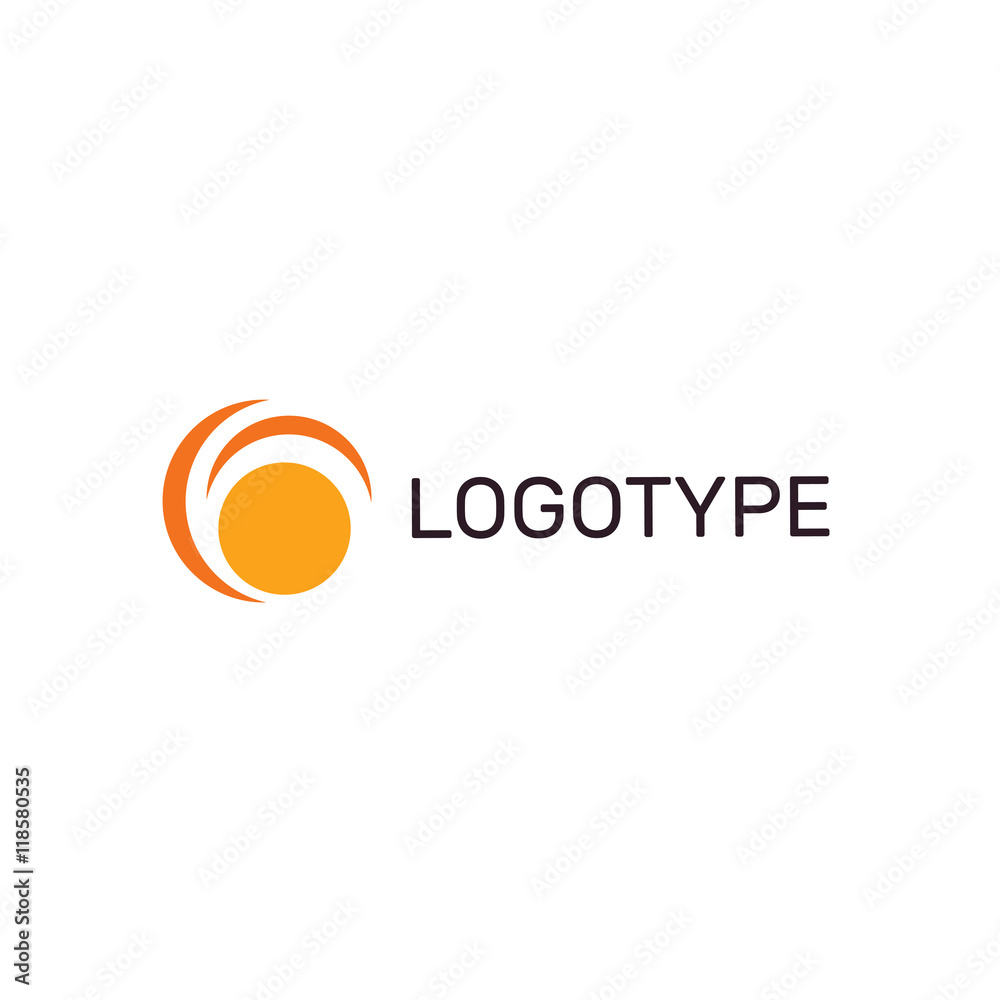 Isolated abstract round shape vector logo. Minimalistic yellow color sun image. Isolated abstract round shape vector logo. Minimalistic yellow color sun image.