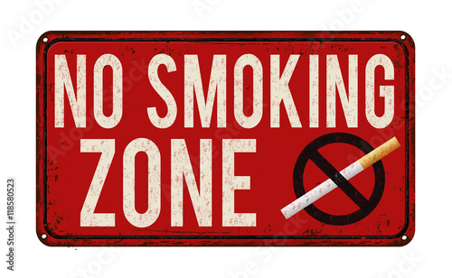 No smoking zone vintage metal sign