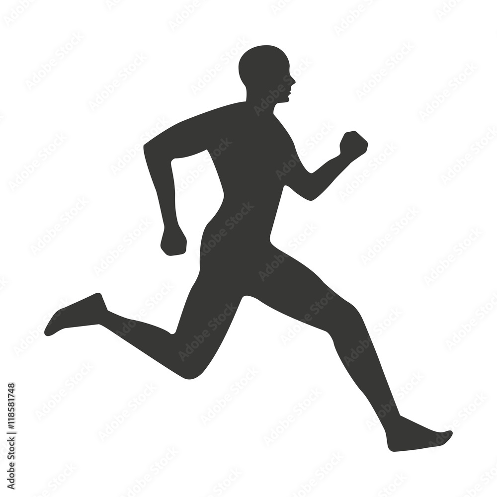 silhouette athlete running isolated icon silhouette athlete running isolated icon