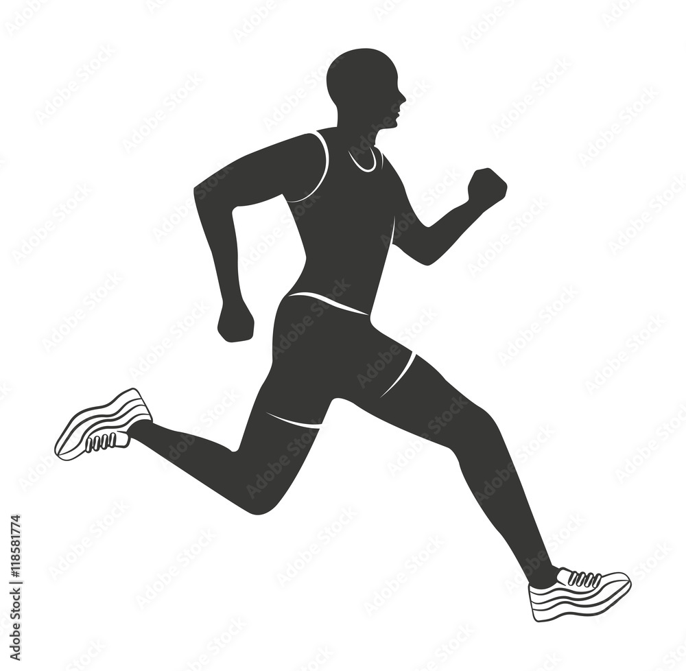 silhouette athlete running isolated icon Stock Vector