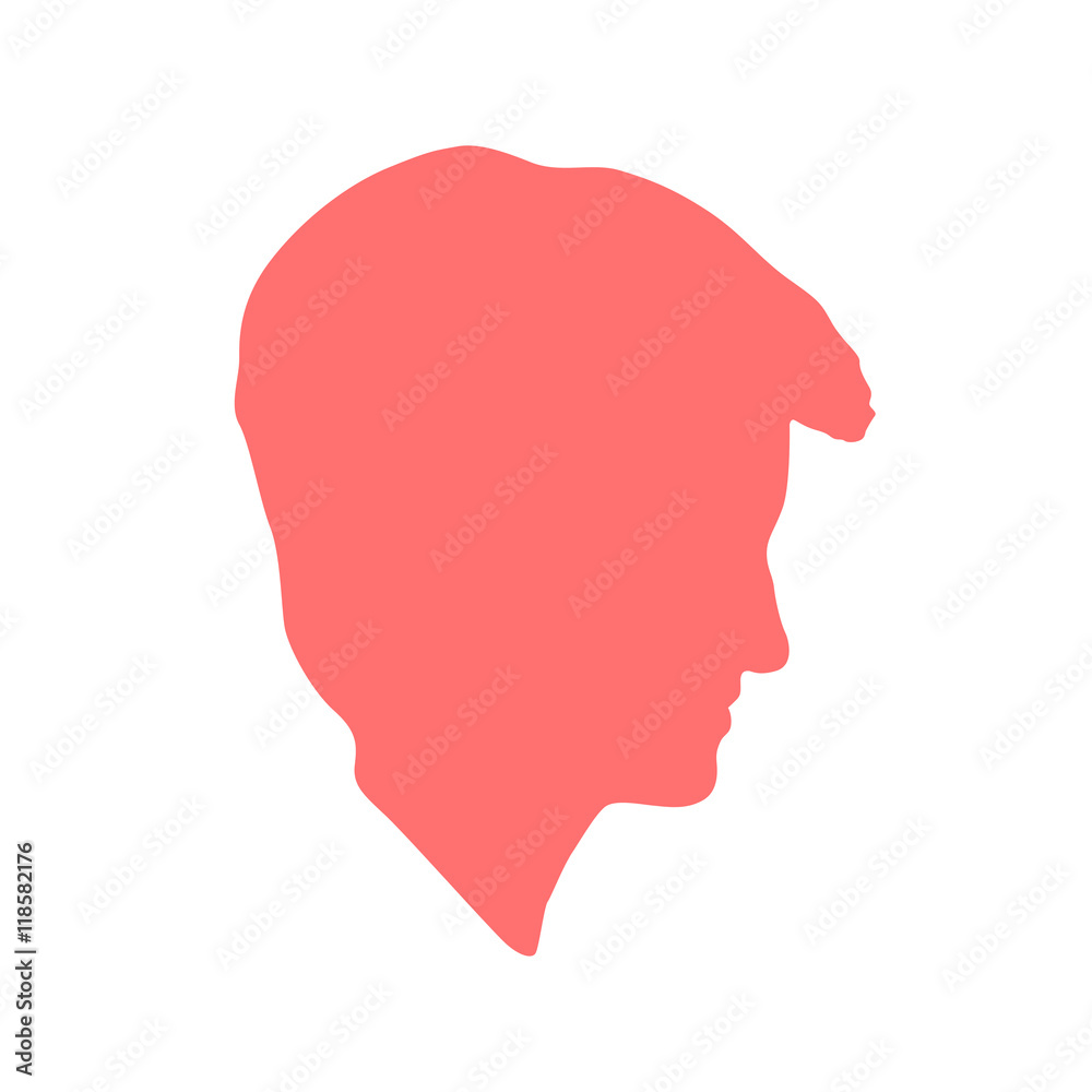 Isolated crimson color women,man side view vector logo. Beauty salon logotype on the white background. Hairdresser business card element. Minimalistic female, male silhouette. Cosmetics icon.