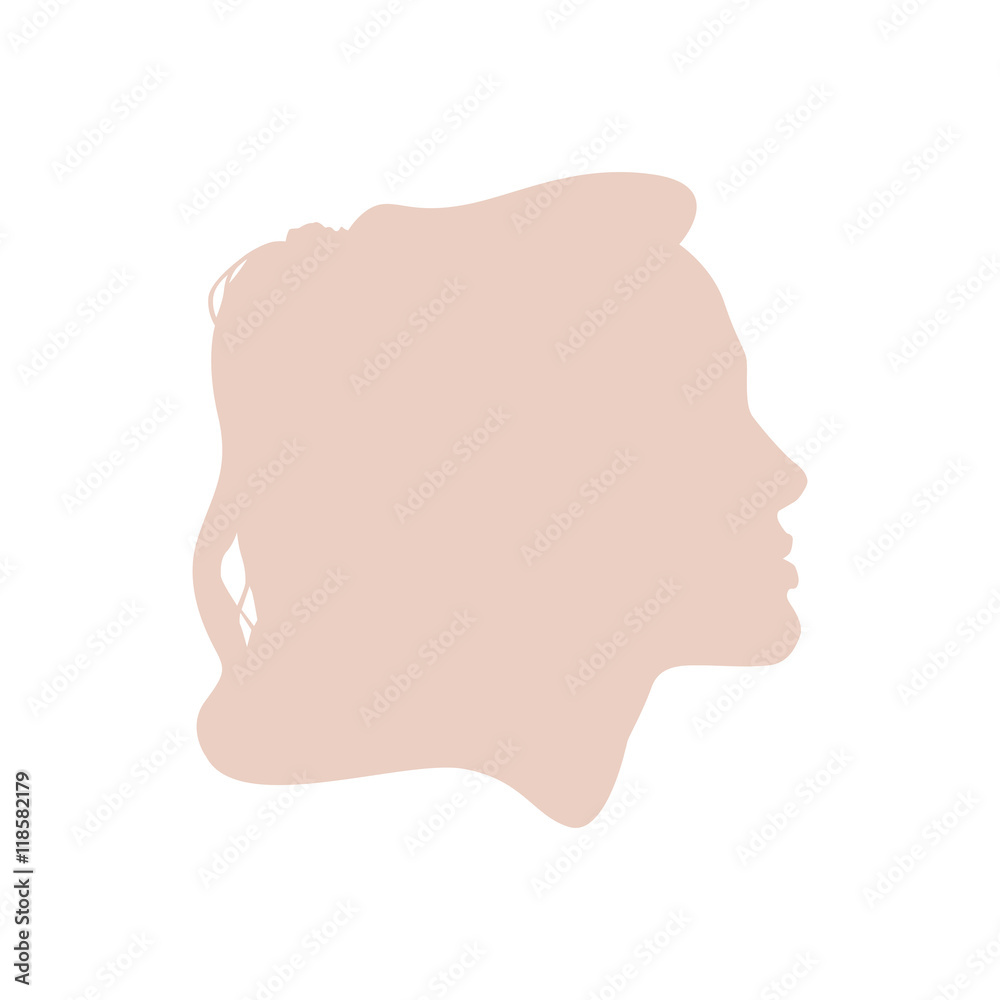 Isolated pale pink color women side view vector logo. Beauty salon logotype on the white background. Hairdresser business card element. Minimalistic female silhouette. Cosmetics icon.