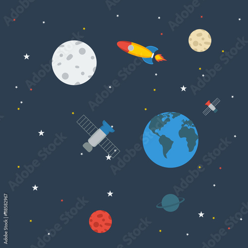 Outer Space | Editable vector illustration in flat style for astronomy related design