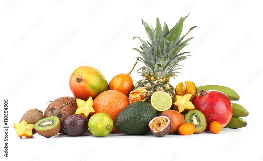 Exotic fruits, isolated on white Exotic fruits, isolated on white