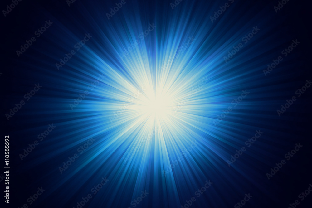 Exploding effect of blue and white abstract background