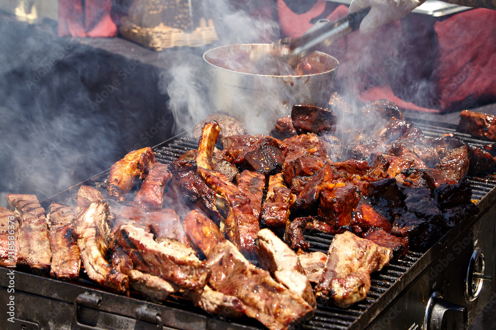 BBQ Grilled pork ribs on the grill BBQ Grilled pork ribs on the grill