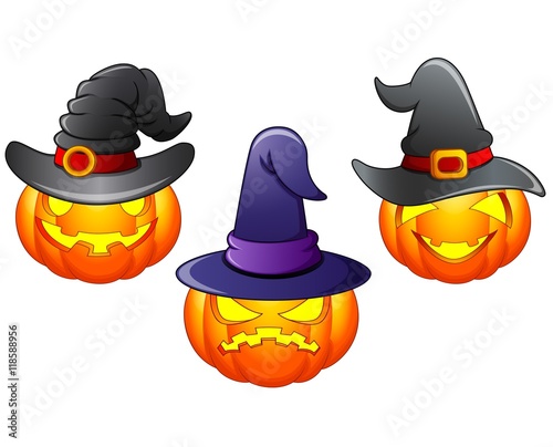 Set of Halloween pumpkins cartoon