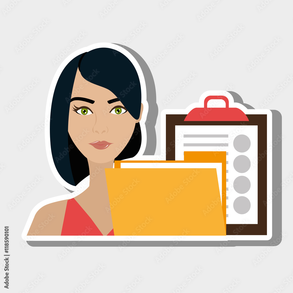 woman clipboard folder file vector illustration graphic woman clipboard folder file vector illustration graphic