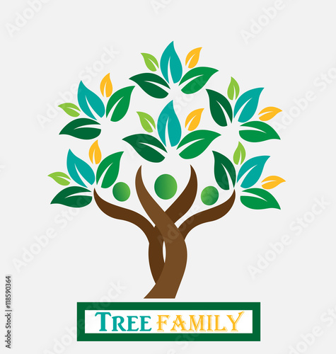 Logo tree people teamwork. Ecology concept  icon vector design