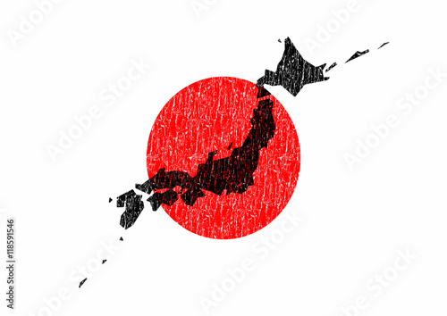 Fototapeta Flaga Japonii i mapa Japonii