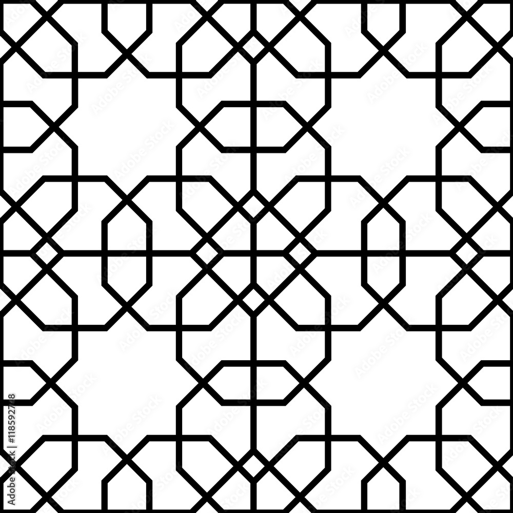 Fototapeta premium Seamless Outline Background - Islamic Shape