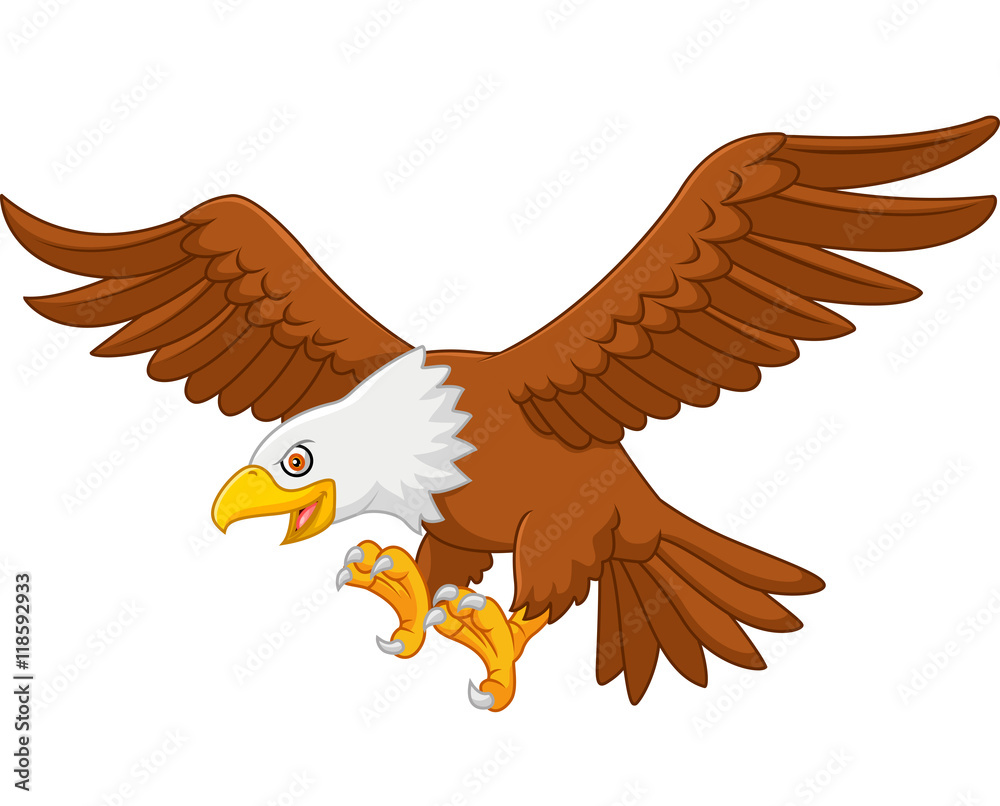 Obraz premium Cartoon eagle flying 