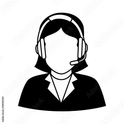 headset person call operator reception assistant support communication service vector illustration 