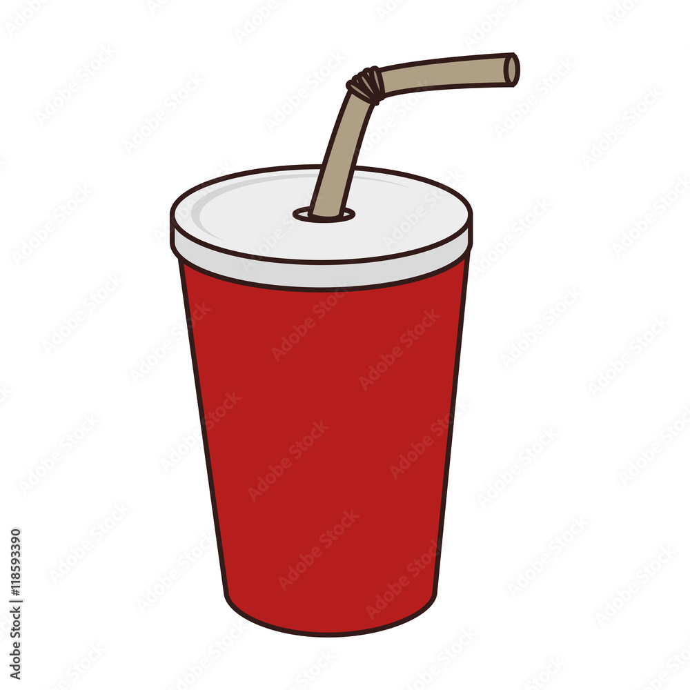 drink paper glass straw liquid recycle takeaway vector  illustration 