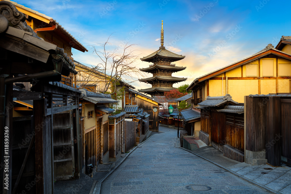 Yasaka Pagoda and Sannen Zaka Street in the Morning, Kyoto, Japan