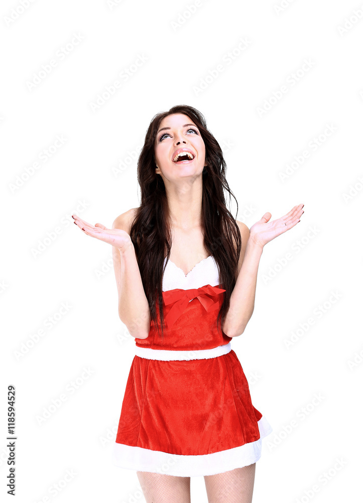 Santa girl with Christmas gifts Santa girl with Christmas gifts