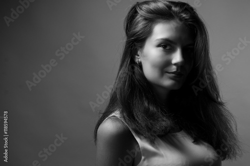 Black and white portrait of young lady