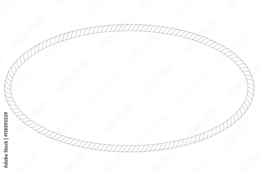 Oval Frame from rope, isolated on white

