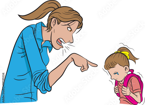Tableau sur toile Mother scolding daughter
